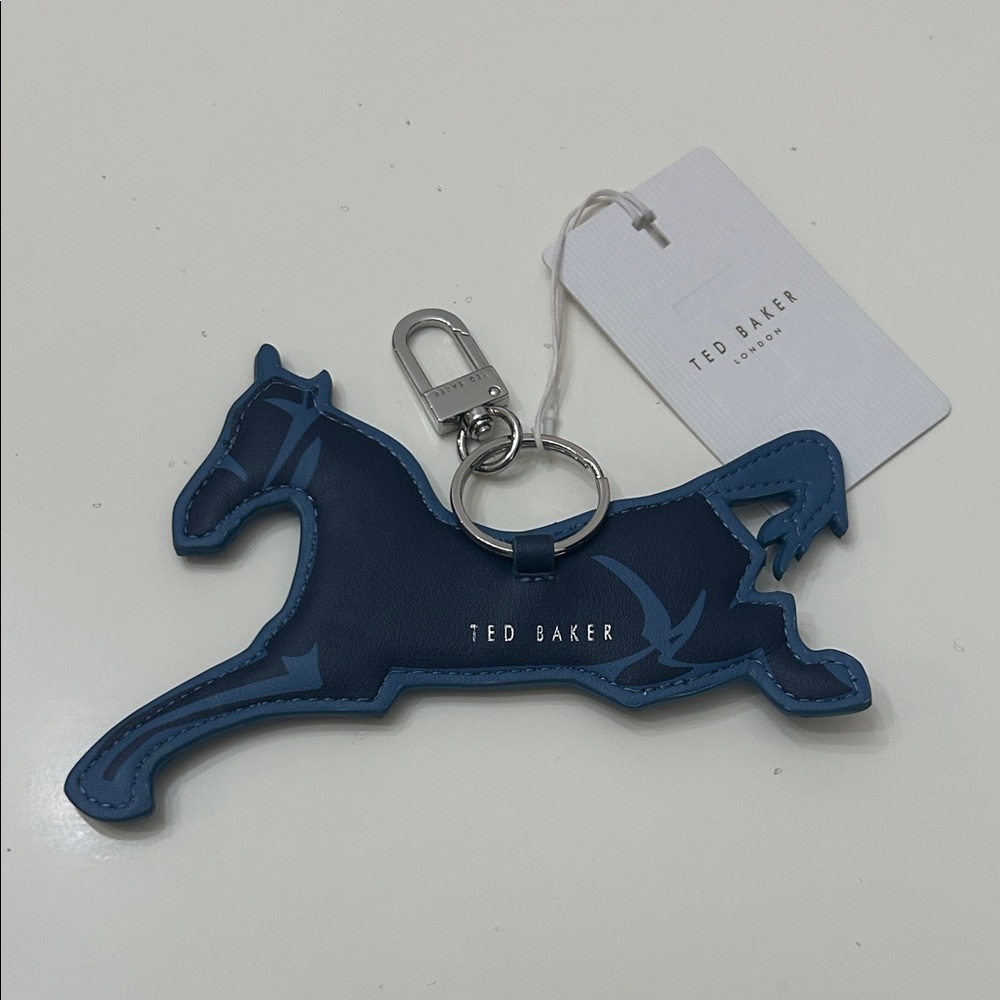 Ted Baker London Horse Key Ring Dark Blue/Silver Hardware